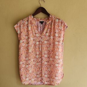 Ann Taylor Coral Floral Blouse